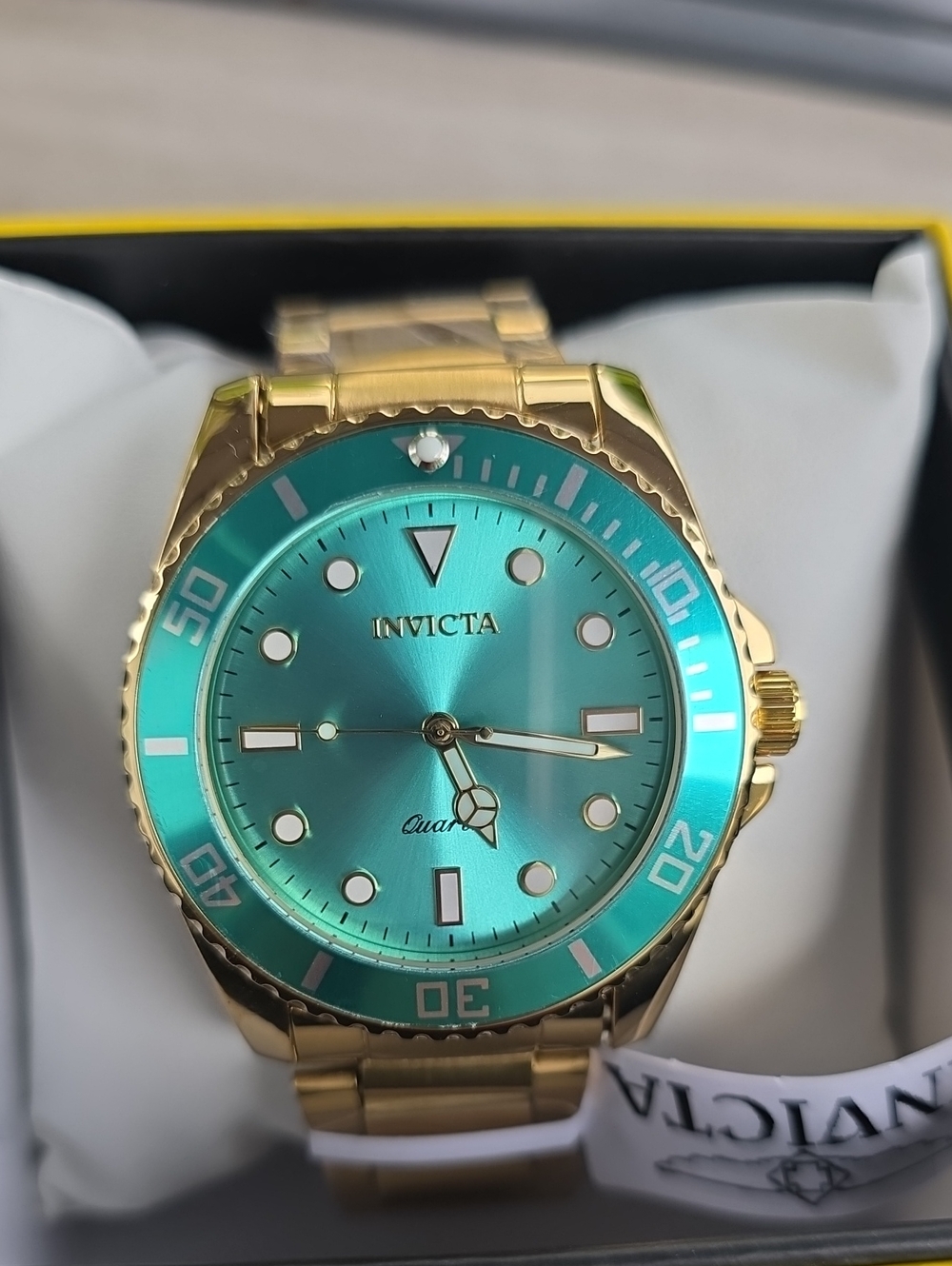 693.  Invicta Pro Diver Vitreos Men's Watch - 42mm, Gold (69400)